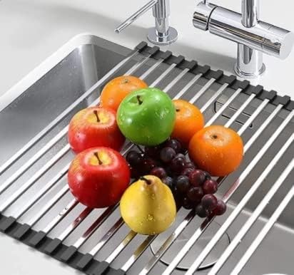 Kitchen Storage Rack Foldable Dish Drying Rack Stainless Drainer Above Sink Storage Organizer Tray Kitchen Accessories Organizador Storage Shelves (Size : 385mmx275mm) ()