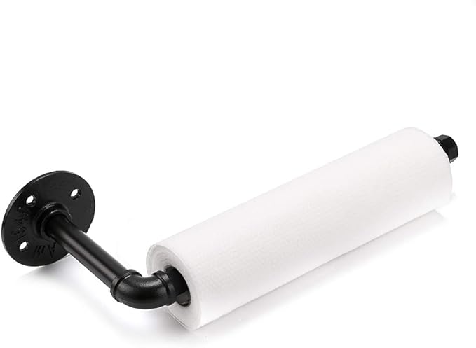 Sumnacon Industrial Iron Pipe Paper Towel Holder - Wall Mounted Vintage Style Roll Tissue Holder, Rustic Towel Racks with Hardware for Bathroom, Kitchen, Electroplated Finish