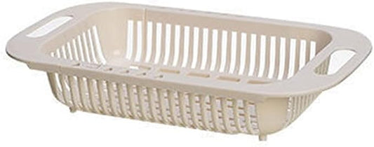 Kitchen Storage Rack Kitchen Retractable Sink Vegetable Basket Hollow Fruit And Vegetable Cleaning Basket Multifunctional Sink Vegetable Drain Basket Storage Shelves (Color : Gold) (Beige)