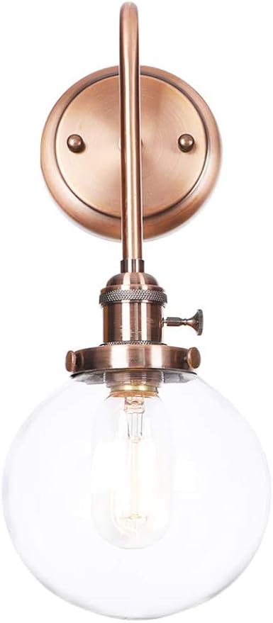 Wall Lamps, Nordic Creative Iron Sconce Lighting with Switch, Clear Glass Lampshade Metal Wall Lights for Bedroom Living Room(Color:D)