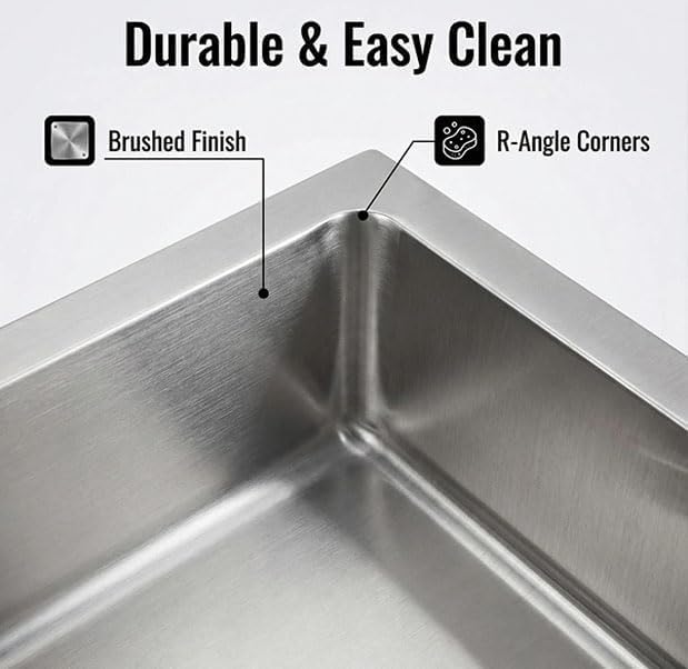 GarveeTech Commercial Stainless Steel Hand Wash Sink, Small Wall Mount or Drop-in Handwashing Basin with Swivel Faucet, 3-Side Backsplash, Drain Kit for Restaurant Kitchen Bar Garage