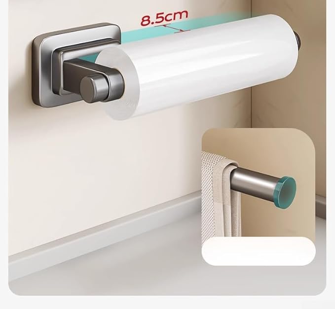 Strong Suction Cup Paper Towel Holder for Kitchen, Bathroom, or RV Wall Mount, Space Saving Tissue Roll Dispenser for Various Surfaces (1 Pc)