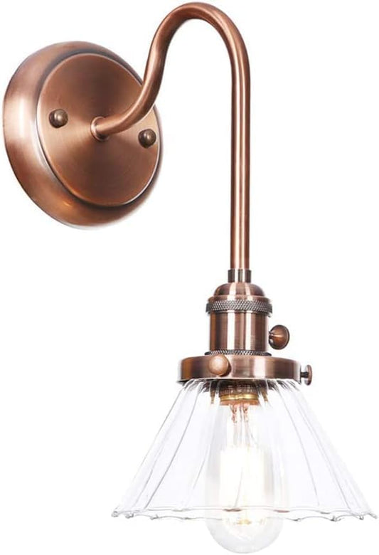 Wall Lamps, Nordic Creative Iron Sconce Lighting with Switch, Clear Glass Lampshade Metal Wall Lights for Bedroom Living Room(Color:A)
