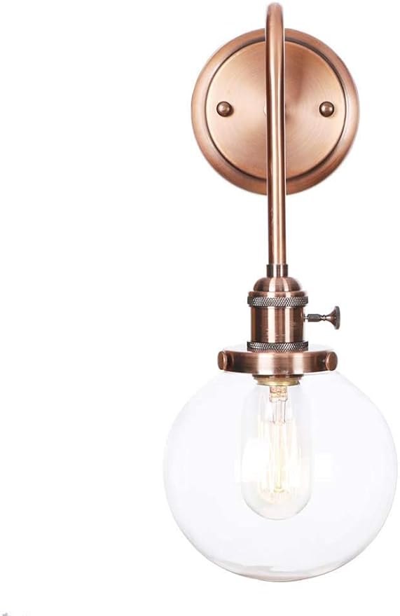 Wall Lamps, Nordic Creative Iron Sconce Lighting with Switch, Clear Glass Lampshade Metal Wall Lights for Bedroom Living Room(Color:D)