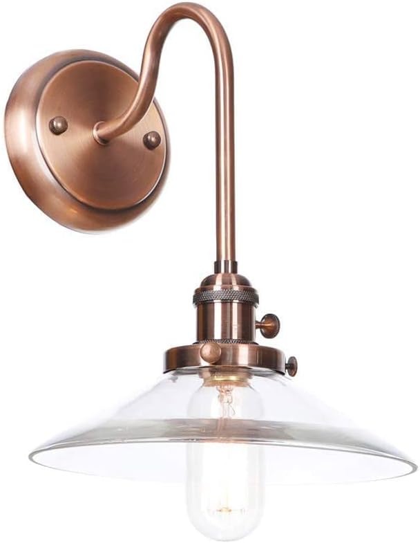 Wall Lamps, Nordic Creative Iron Sconce Lighting with Switch, Clear Glass Lampshade Metal Wall Lights for Bedroom Living Room(Color:F)