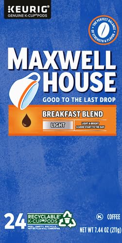 Maxwell House Breakfast Blend Light Roast K-Cup® Coffee Pods,. Box,(Pack of 48)