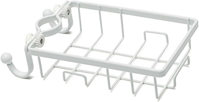 Hemobllo Faucet Storage Rack for Kitchen Sink Sponge Holder with Clamp Design Easy Installation Removable Fixture Keeps Soap Sponge Dry White