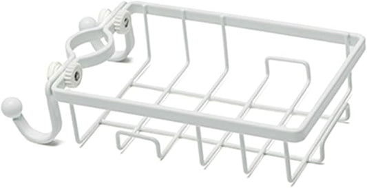 Hemobllo Faucet Storage Rack for Kitchen Sink Sponge Holder with Clamp Design Easy Installation Removable Fixture Keeps Soap Sponge Dry White