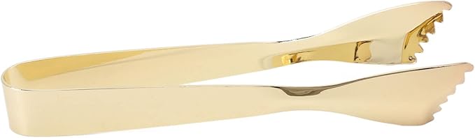 Ice Tongs Food Grade Thicken Stainless Steel Bar Tongs Ice Cube Prevents Slipping Sugar Food Tweezers for Home Kitchen Mirror Party Coffee Bar (Gold Plated)