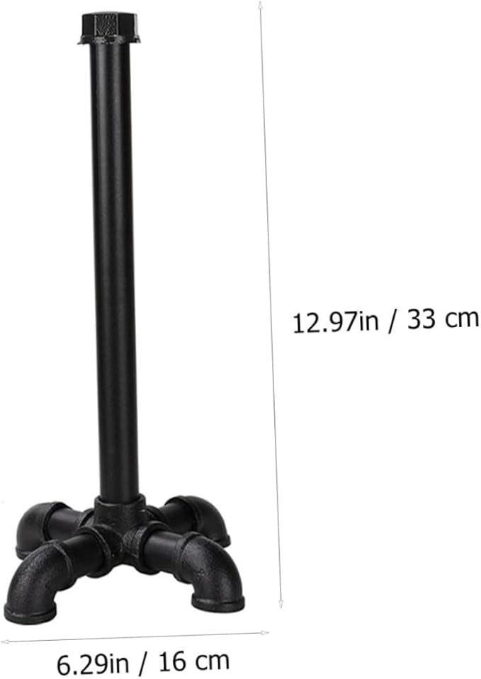 OSALADI Industrial Style Water Pipe Paper Towel Holder Vintage Black Kitchen Tissue Rack Weighted Base Suitable for Home and Restaurant Use