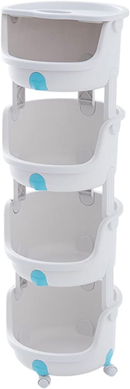 Kitchen Storage Rack Kitchen Plastic Storage Rack Trolley Vegetable Basket Fruit Floor-to-Ceiling Multi-Layer 4-Wheel Rotating Belt Pulley Storage Shelves (Color : 2-Layer) (4 Layer)