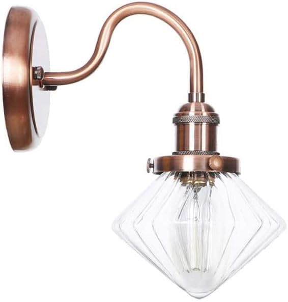 Wall Lamps, Nordic Creative Iron Sconce Lighting with Switch, Clear Glass Lampshade Metal Wall Lights for Bedroom