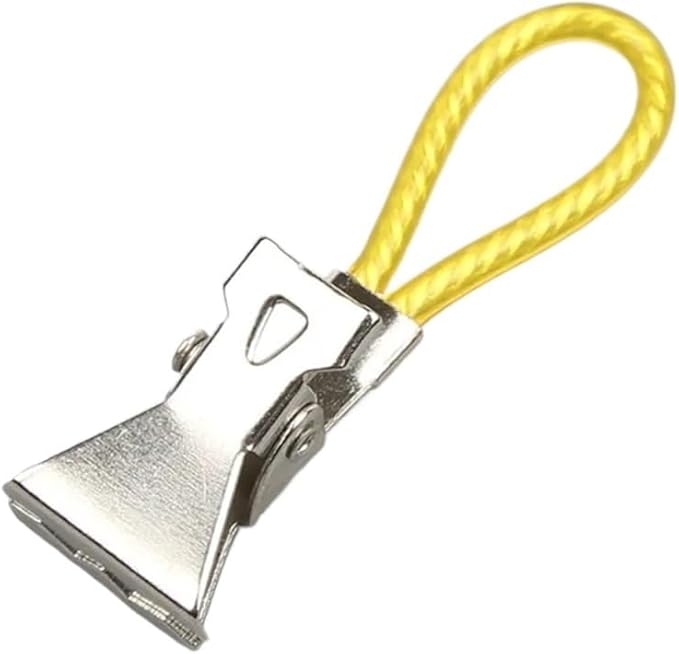 100pcs Colorful Rope Towel Clips Stainless Steel Hooks Multi-Function for Kitchen Bathroom Living Room(Yellow)