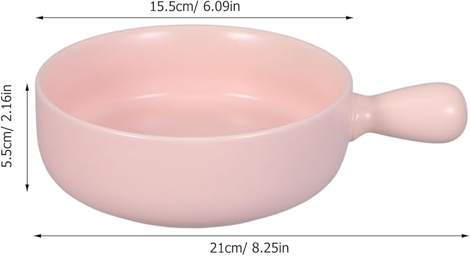 CALLARON Casserole Dishes for Oven - 6 inch Ceramic Baking Dish, Baking Tray with Handle, Round Roasting Lasagna Pan, Porcelain Deep Salad Pasta Plates, Kitchen Serving Tray, Dishwasher Safe, Pink