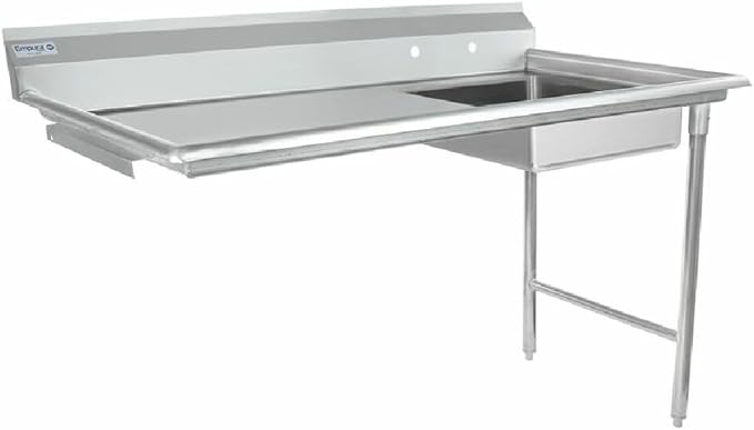 Empura 60" Wide Stainless Steel Soiled Dishtable, Undercounter Right Hand Side Commercial Worktop Table for Restaurant Diner Cafeteria Kitchen, 7.5" Backsplash, 60" W x 30" D x 41.5" H, 16-Gauge, NSF