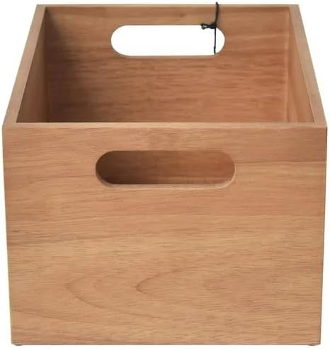 Acacia Wooden Storage Crates Storage Box Farmhouse Decorative Boxes with Handles for Home Organization,Display Handmade Natural Solid Wood Basket (Light Honey)