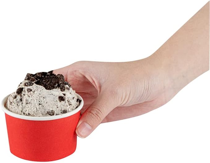 Coppetta 3-Ounce Dessert Cups, 200 Disposable Ice Cream Cups - Lids Sold Separately, Heavy-Duty, Red Paper Frozen Yogurt Bowls, For Hot And Cold Foods, Perfect For Gelato Or Mousse - Restaurantware