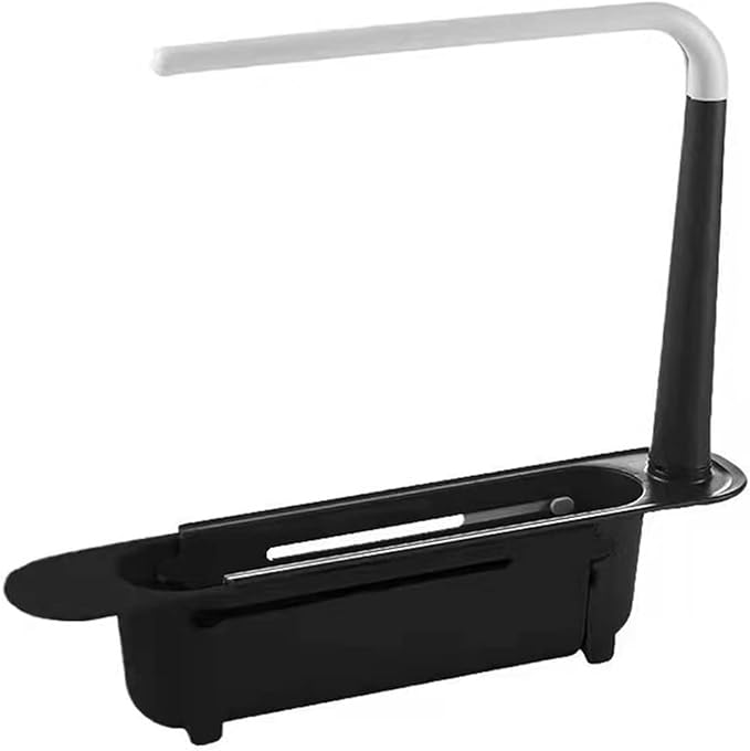 Kitchen Storage Rack Shelf Kitchen Sinks Organizer Soap Sponge Holder Sink Drain Rack Storage Basket Kitchen Gadgets Accessories Tool Storage Shelves (Color : Black) (Black)