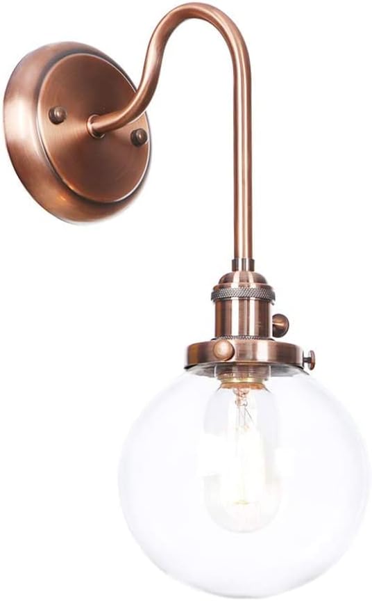 Wall Lamps, Nordic Creative Iron Sconce Lighting with Switch, Clear Glass Lampshade Metal Wall Lights for Bedroom Living Room(Color:D)