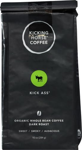 Kicking Horse Coffee, Kick Ass, Dark Roast, Whole Bean, 10 Oz, (Pack of 2)