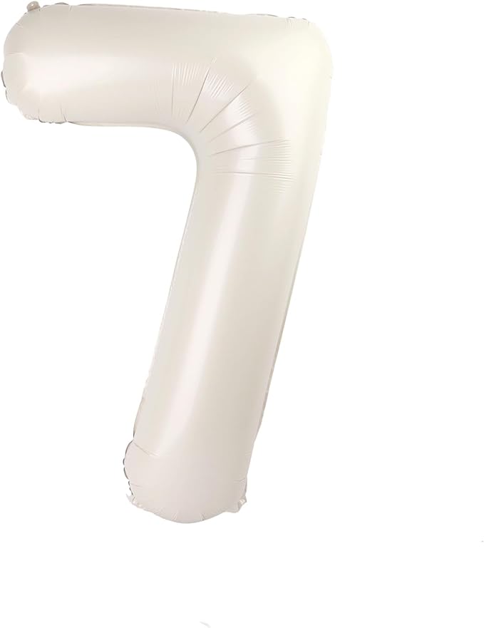40 Inch Number 7 Balloon, Beige Seven Birthday Decor, 7 17 27 70 Year Old Balloon Number for Engagement, Wedding, Graduations