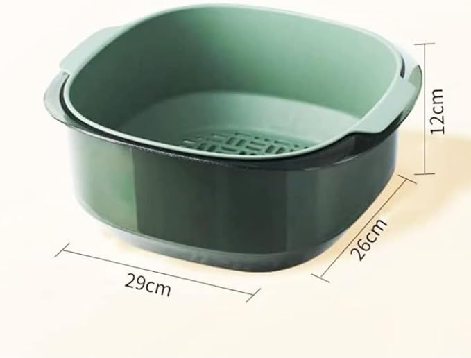 GAORUIFENG Bowl Set 2 in 1 Colander Thicker Colander Bowl Set Colander Bowl Set Bowl Set Stack Flat draining net Colander Bowl Japanese Stylish Colander Bowl Set Kitchen Supplies (D) (C)