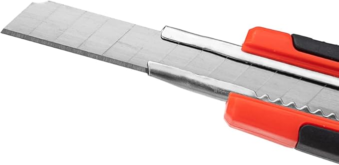 Handy Tek 5.3 Inch Blade Knives, 4 Retractable Utility Knives - Snap Off Blade, Built-In Lock, Orange Plastic Breakaway Knives, Heavy Duty, Sharp Blade - Restaurantware