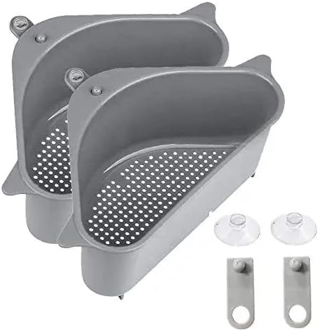 Kitchen Sink Drain Basket Storage Dish Rack Organizer Sink Shelf Soap Sponge Drain Rack Vegetables Fruit Drain Rack (MIN 2 Quantity, Grey)
