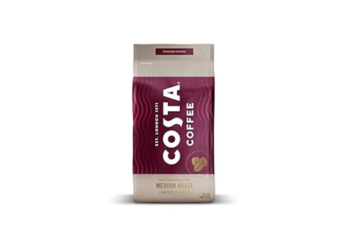 Costa Coffee Ground Medium Roast 12 Oz Bag, Caramel & Nutty Flavor, Perfect for Drip, 100% Columbia Arabica Beans, Smooth