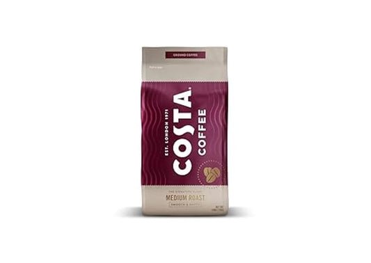 Costa Coffee Ground Medium Roast 12 Oz Bag, Caramel & Nutty Flavor, Perfect for Drip, 100% Columbia Arabica Beans, Smooth