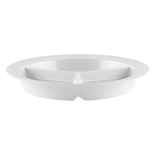 G.E.T. CP-530-W, Supermel Collection, White 9" 3-Compartment Melamine Plates (Pack of 12)