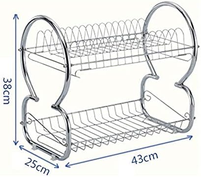 Dish Rack Drainer with Tray Dish Drying Rack with Drainboard Set for Kitchen Counter Chrome Alloy for Plate Bowls Cups Removable 2Tier