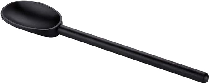 Restaurantware Met Lux 12 Inch Cooking Spoon 1 High Heat Mixing Spoon - Heat-Resistant Ideal For No-Stick Cookware Black Nylon Kitchen Spoon For Baking Mixing Stirring Scooping or Serving