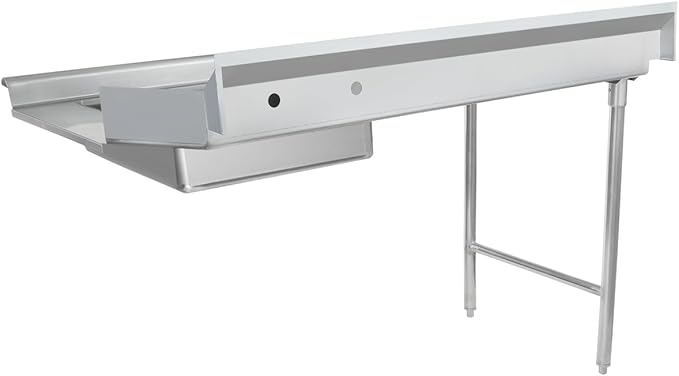 Empura 60" Wide Stainless Steel Soiled Dishtable with Backsplash | Straight Design Left Hand Side Commercial Worktop table for Restaurant Diner Cafeteria Kitchen | 60"W x 30"D x 41.5"H, 16 Gauge, NSF