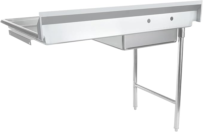Empura 48" Wide Stainless Steel Soiled Dishtable, Undercounter Left Hand Side Commercial Worktop Table for Restaurant Diner Cafeteria Kitchen, 7.5" Backsplash, 48" W x 30" D x 41.5" H, 16-Gauge, NSF