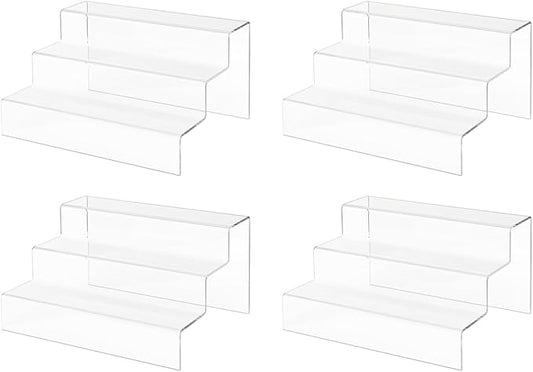 Marketing Holders 4 Pack Clear Acrylic Riser Retail Store Fixture for Small Products 9 Inch Wide by 7.75 Inch Deep Collectible Jewelry or Watch Boxes Showcase Platform
