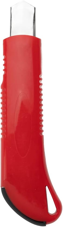 Handy Tek 6.5 Inch Utility Knives, 4 Anti-Slip Box Knives - Heavy Duty, Retractable, Red Plastic Box Cutters, Built-In Lock, Sharp Blade - Restaurantware