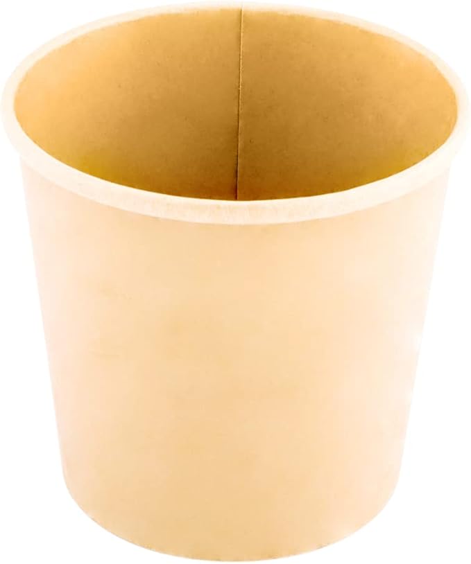 Restaurantware LIDS ONLY: Bio Tek 4.5 x 5.3 Inch Soup Containers 25 Durable Soup Bowls - Disposable Sustainable Brown Paper 32-Ounce Soup Cups Round For Take Outs And Delivery Or Picnics