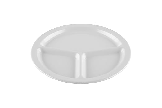 G.E.T. CP-533-W-EC Melamine 3-Compartment Divided Plates, 10", White (Set of 4)