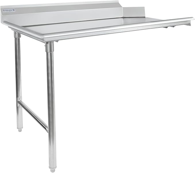 Empura 48" Wide Stainless Steel Soiled Dishtable with Backsplash | Straight Design Left Hand Side Commercial Worktop table for Restaurant Diner Cafeteria Kitchen | 48"W x 30"D x 41.5"H, 16 Gauge, NSF