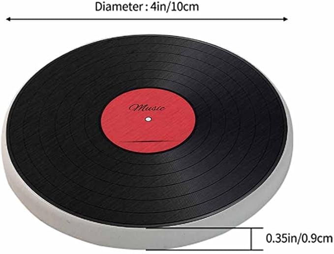 oFloral Vinyl Record Coasters for Drinks Music Disk Modern Classic Cups Place Mats for Home Decor Set of 2, 4 Inch