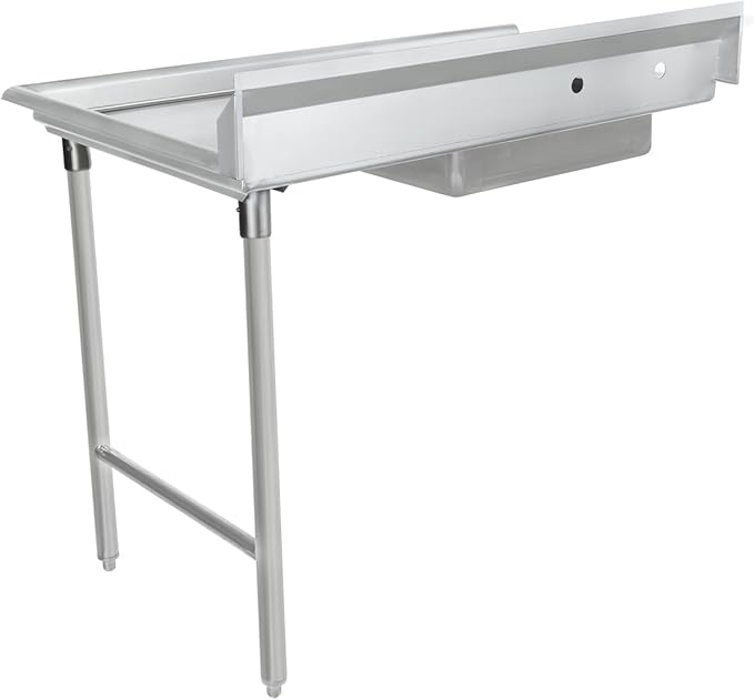 Empura 48" Wide Stainless Steel Soiled Dishtable with Backsplash | Straight Design Right Hand Side Commercial Worktop table for Restaurant Diner Cafeteria Kitchen | 48"W x 30"D x 41.5"H, 16 Gauge, NSF