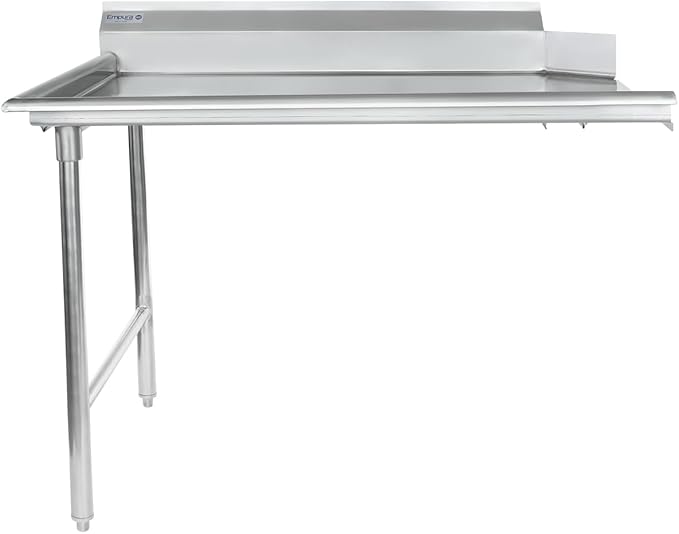 Empura 48" Wide Stainless Steel Soiled Dishtable with Backsplash | Straight Design Left Hand Side Commercial Worktop table for Restaurant Diner Cafeteria Kitchen | 48"W x 30"D x 41.5"H, 16 Gauge, NSF