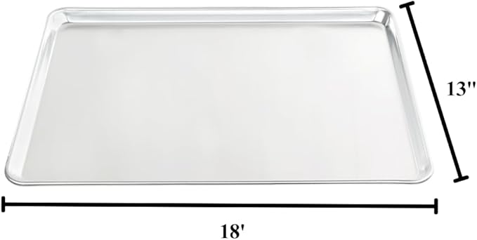 Chef Approved 18" Wide Aluminum Sheet Pan | Professional Half Size Perforated Baking Bread Bun with Rectangular Shape for Restaurant Kitchen Cafe Pantry | Closed Bead, 18"W x 13"D x 1.13"H, 20-Gauge