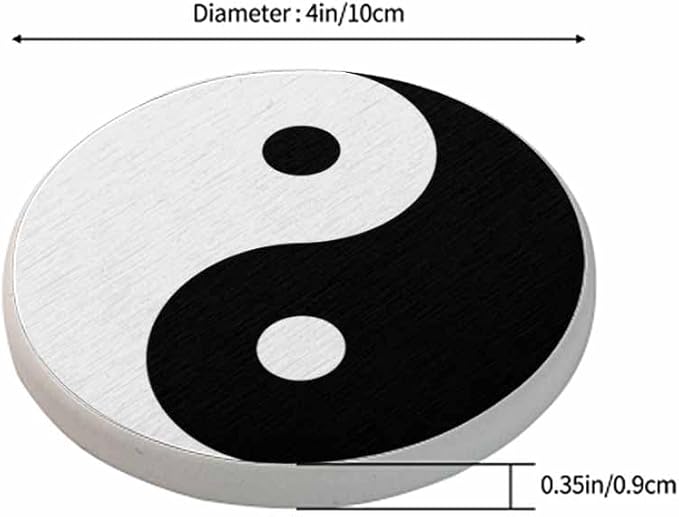 Black and White Yin Yang Ceramic Coasters Absorbent Drink Coasters Round Ceramic Table Coasters Set Decorative Coffee Cup Beverage Coasters Wine Beer Bar Coasters 2 Pack