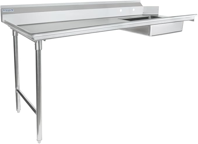 Empura 72" Wide Stainless Steel Soiled Dishtable with Backsplash | Straight Design Left Hand Side Commercial Worktop table for Restaurant Diner Cafeteria Kitchen | 72"W x 30"D x 41.5"H, 16 Gauge, NSF