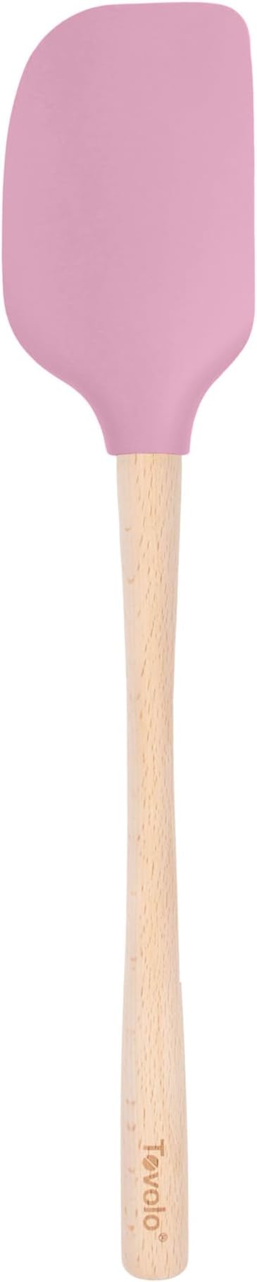 Tovolo Silicone Spatula Wooden Handle for Cooking Baking Mixing, Heat Resistant Food Safe BPA Free Flexible Silicone Baking Spatula with Wood Handles Kitchen Utensils Nonstick Safe, Pink Sorbet