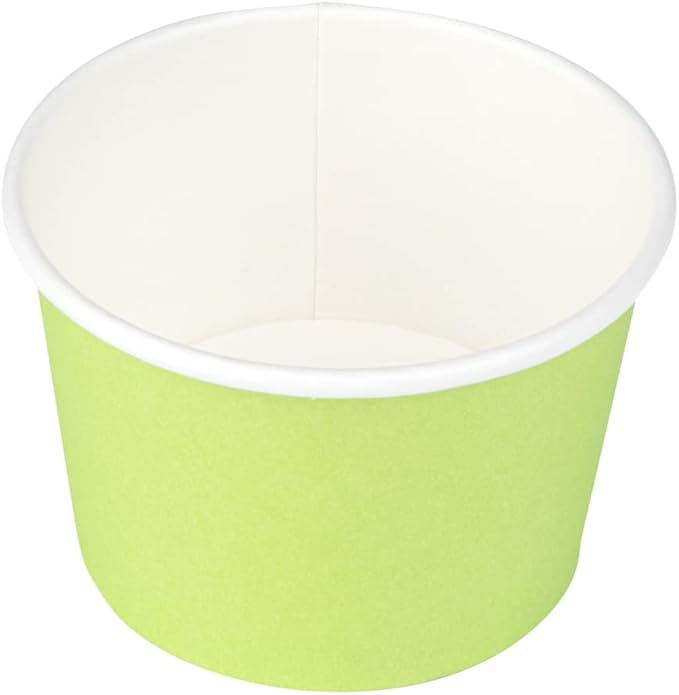 Coppetta 4 Ounce Dessert Cups, 50 Disposable Ice Cream Cups - Lids Sold Separately, Heavy-Duty, Green Paper Frozen Yogurt Bowls, For Hot And Cold Foods, Perfect For Gelato Or Mousse - Restaurantware