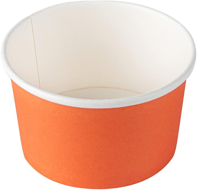 Coppetta 5-Ounce Dessert Cups, 50 Disposable Ice Cream Cups - Lids Sold Separately, Sturdy, Orange Paper Frozen Yogurt Bowls, For Hot And Cold Foods, Perfect For Gelato Or Mousse - Restaurantware