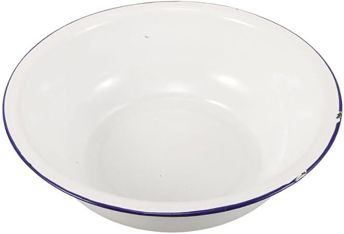 FRCOLOR Enamel Foot Wash Basin 12.59In Vintage Multipurpose Enamelware for Foot Soaking Face Washing Kitchen Bathroom Use